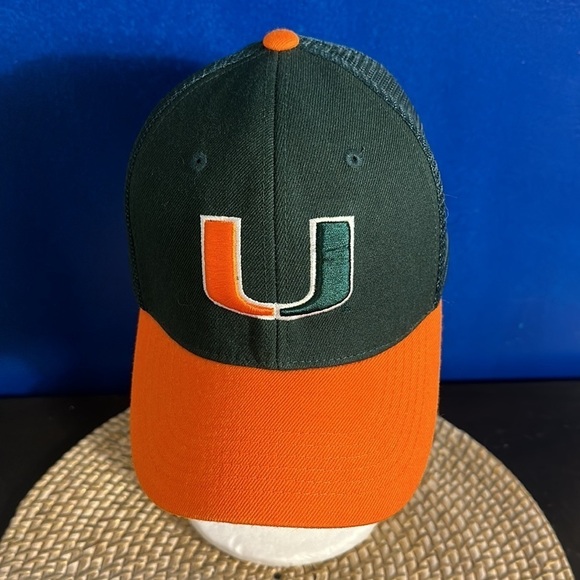 NWOT Men’s Top of the World Miami Hurricanes Zephyr Spellout Logo SnapBack Hat - Picture 1 of 7